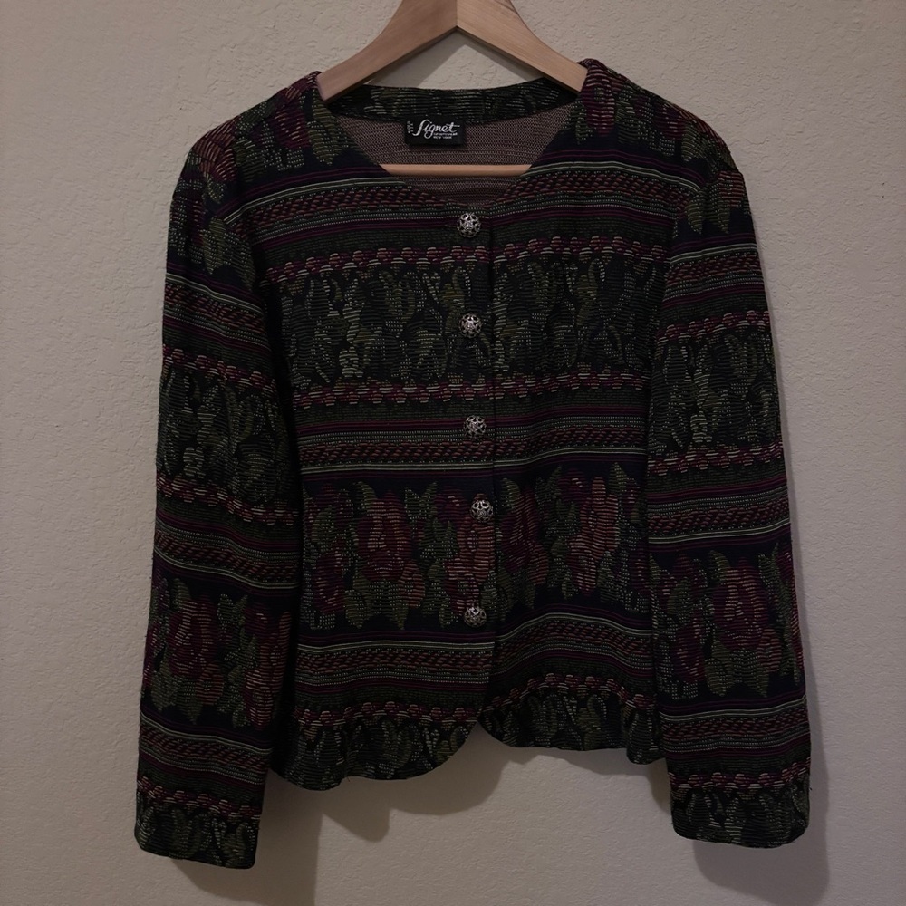 Signet Vintage Multicolor 90’s Button down blazer blouse
